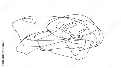 Abstract hand-drawn line art scribble illustration on white background  
