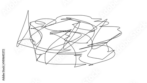 Abstract hand-drawn scribble line art representing chaotic movement  