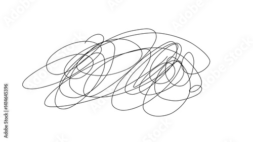 Abstract Hand-Drawn Lines on White Background  