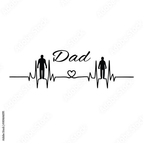 Father and Child Embrace with Heart Rate Monitor Design - Paternal Love