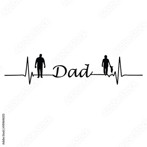 Father and Child Embrace with Heart Rate Monitor Design - Paternal Love