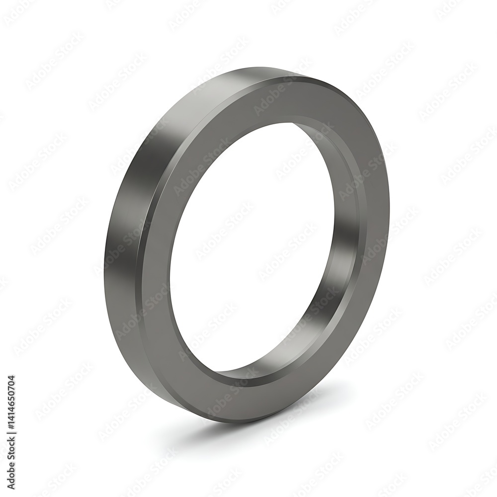 Minimalist metal ring composition, abstract geometric form rendered against a clean background Minimalist metal ring composition, abstract geometric form rendered against a clean background
