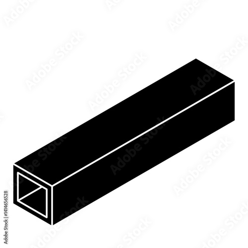 Steel beam icon with a rectangle cross-section isometric view in flat glyph style