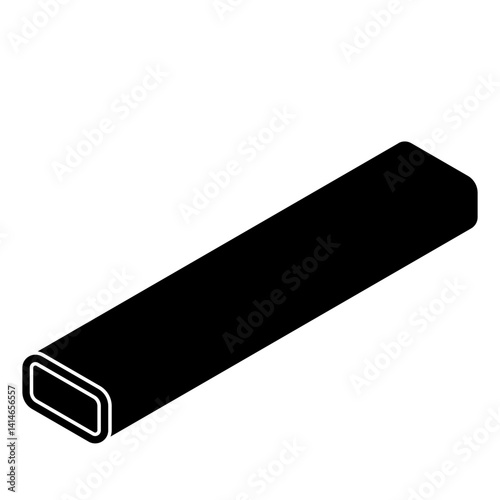 Steel beam icon with a rectangle cross-section isometric view in flat glyph style
