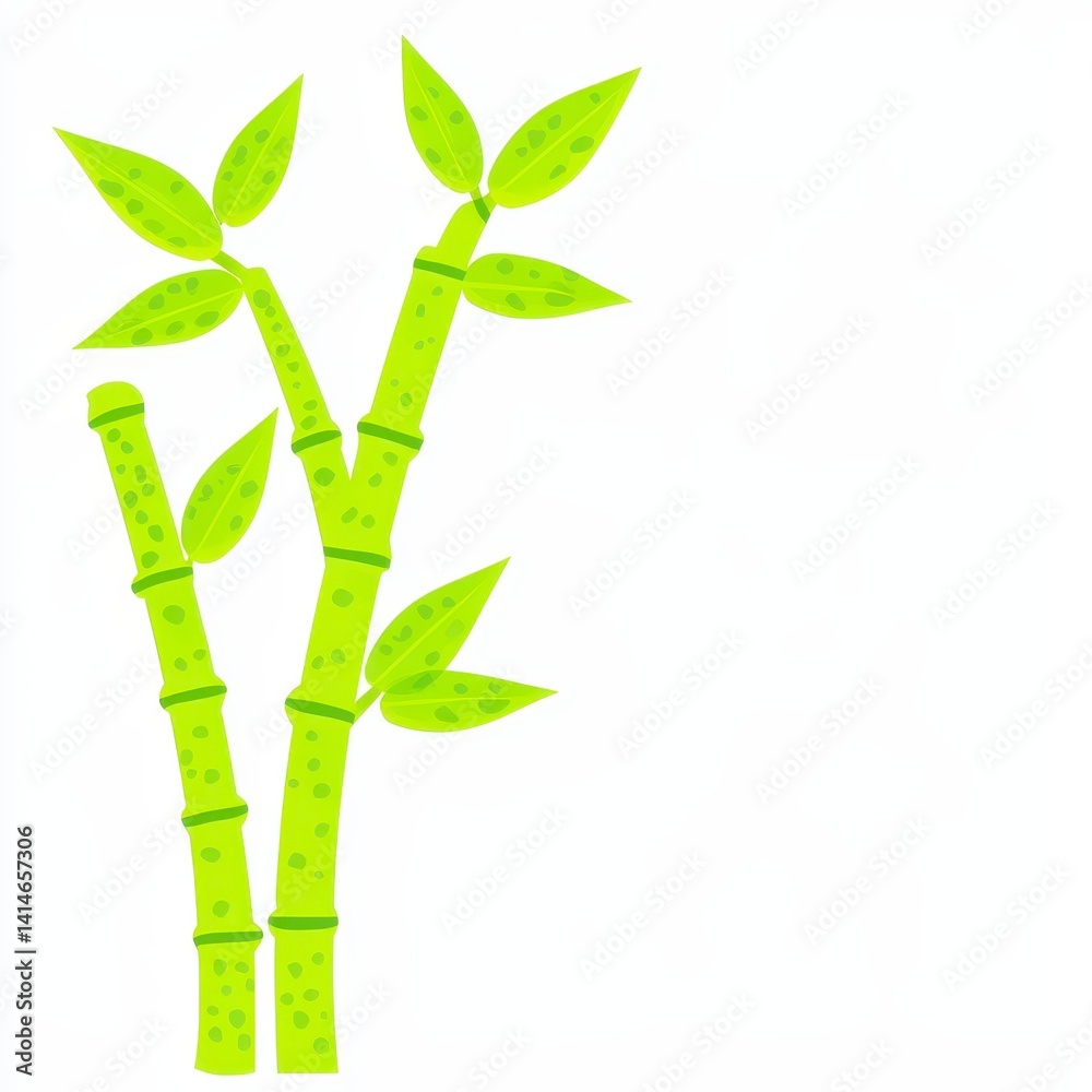 Fototapeta premium Vibrant Green Bamboo Stalks on White Background