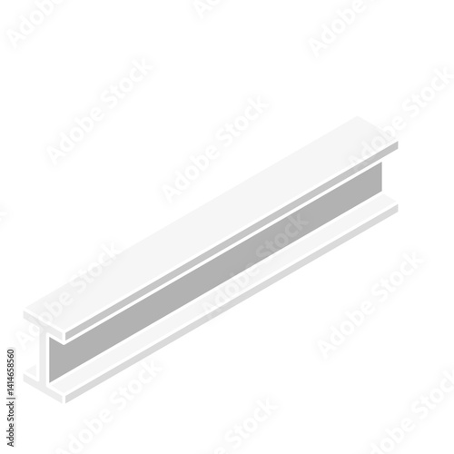 Steel beam icon with i shape cross-section isometric view in flat color style