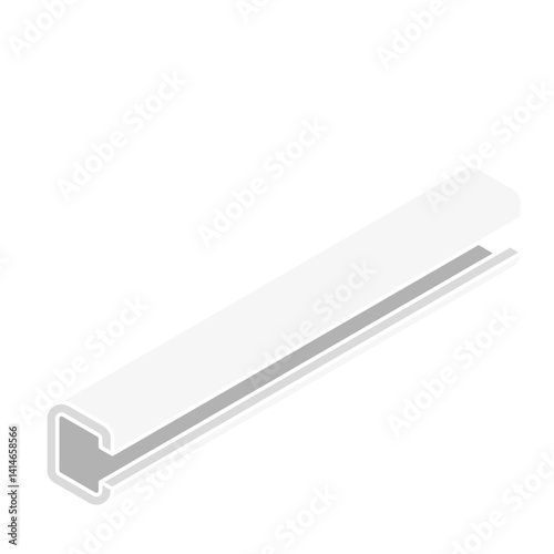 Steel beam icon with a c-shape cross-section isometric view in flat color style