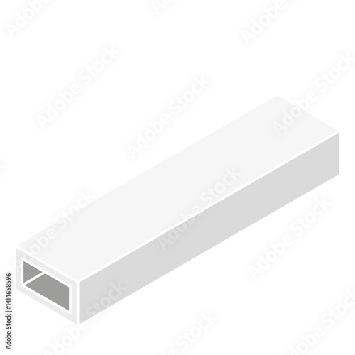 Steel beam icon with a rectangle cross-section isometric view in flat color style