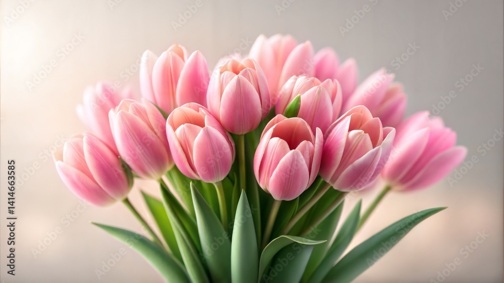 Obraz premium Pink Tulip Bouquet with Soft Light and Shallow Depth of Field 