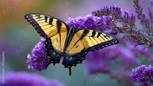 a Butterfly pollinating plant garden nature photography close-up vibrant colors life cycle with copy space