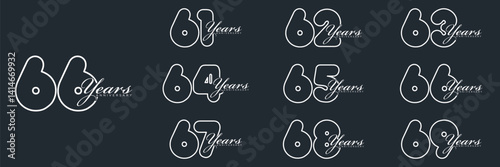61 to 69 Years Anniversary celebration illustration template design photo