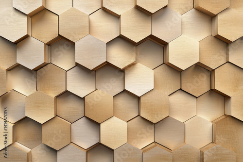 Elegant hexagonal wooden pattern with warm golden hue, perfect for design