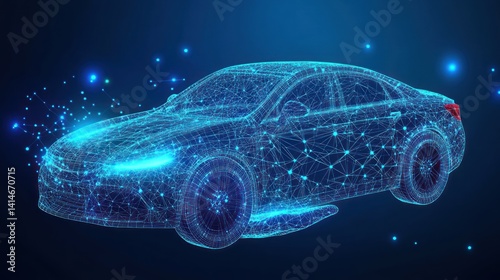 Futuristic car design, wireframe style
