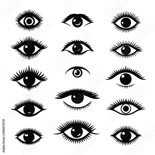 silhouette of a eye set 