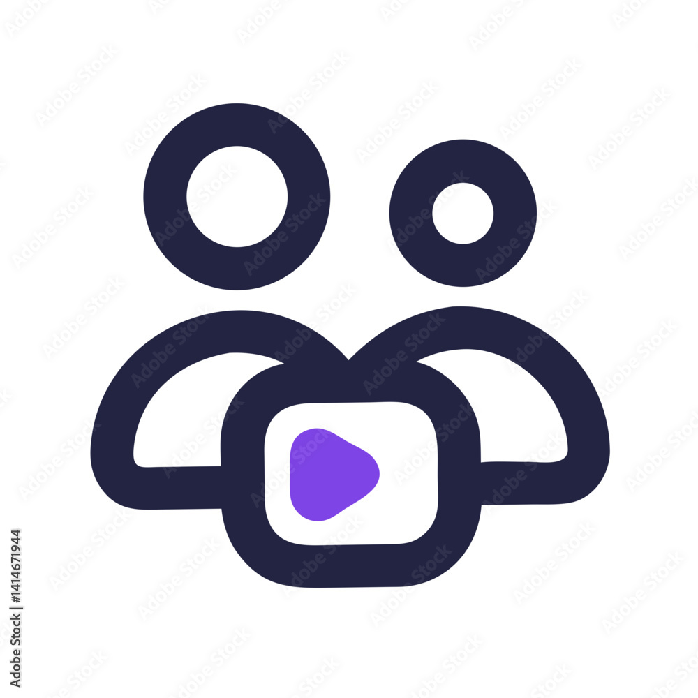 Group of people with play button illustrating video sharing and social interaction concepts
Group of people with play button illustrating video sharing and social interaction concepts