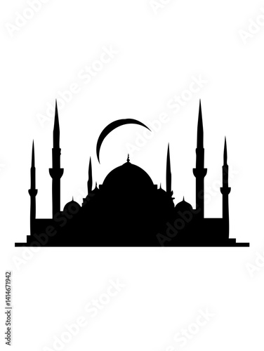 Süleymaniye & Blue Mosque Silhouette – Iconic Istanbul Skyline in Black and White