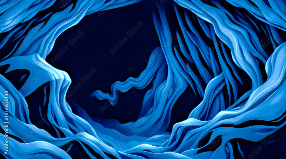 Obraz premium A depiction of a blue cave painted in an abstract manner.
