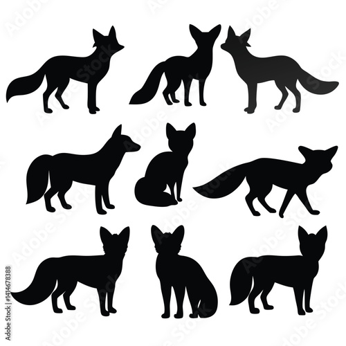 Fox Silhouettes Collection – Vector Set of Fox Poses and Profiles.