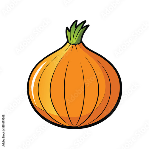 Onion vector illustration. Fresh bulb vegetable in flat style for cooking, healthy food, and organic farm designs