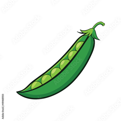 Green peas vector illustration fresh vegetable pod flat design organic farming food concept graphic