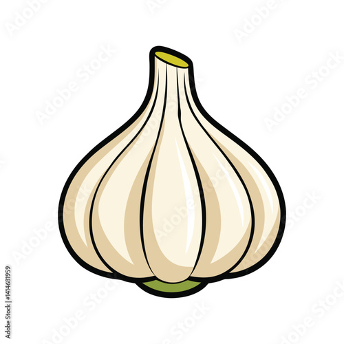 Garlic vector illustration. whole bulb vegetable flat design healthy food spice ingredient icon
