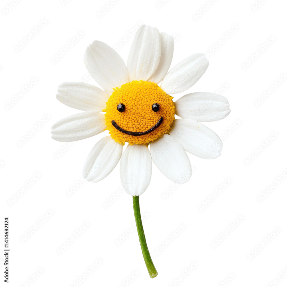 Obraz premium A smiling daisy flower on transparent background