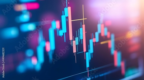 Financial Trend Lines: A dynamic representation of market activity, with vibrant candlestick charts that visualize the fluctuations, trends, and volatility in finance.