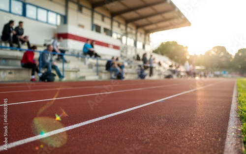 Wallpaper Mural Empty Running Track at Sunset with Spectators in the Background – Sports Venue Atmosphere Torontodigital.ca