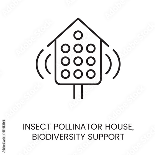 Insect pollinator house icon with editable stroke for biodiversity and Smart Garden ecosystem support