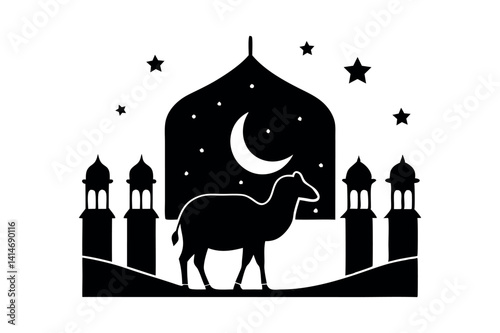 Flat illustration of Eid al- Adha Qurban celebration vector design.