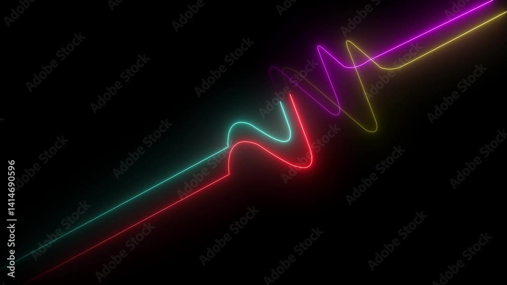 Abstract glowing neon lights blinking lines moving animation. colorful neon line moving on background. Seamless loop animation of glowing neon lines Abstract glowing neon lights blinking lines moving animation. colorful neon line moving on background. Seamless loop animation of glowing neon lines