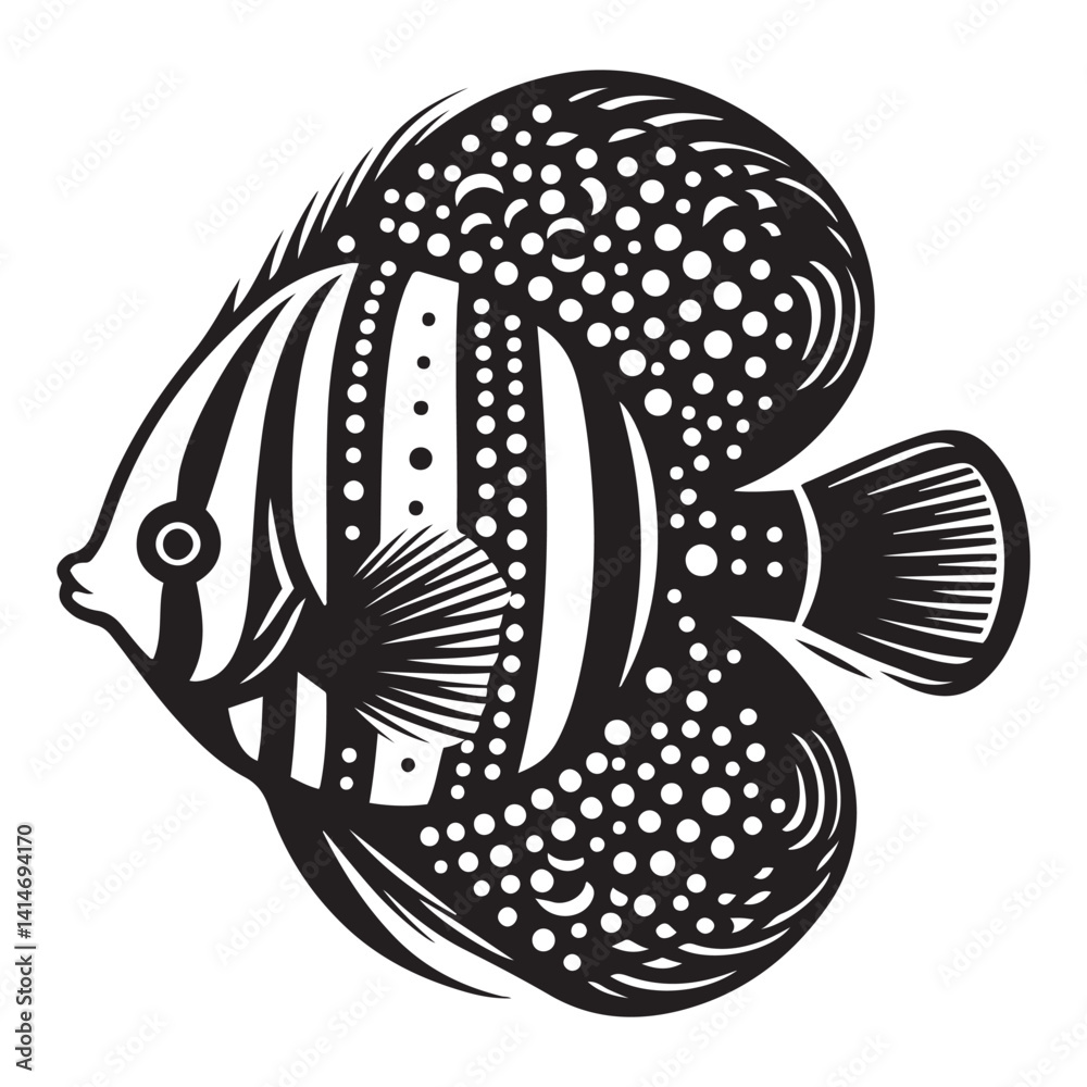 Obraz premium Discus fish silhouette, vector illustration