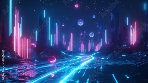 Futuristic Neon Cityscape at Night