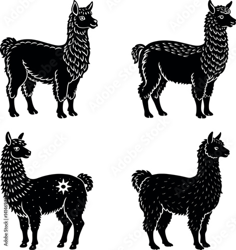 alpaca-silhouette vector illustration