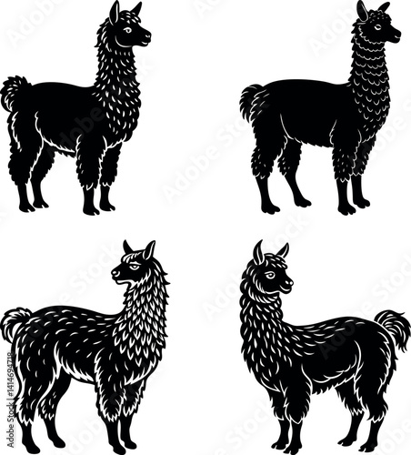 alpaca-silhouette vector illustration