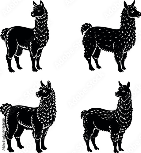 alpaca-silhouette vector illustration