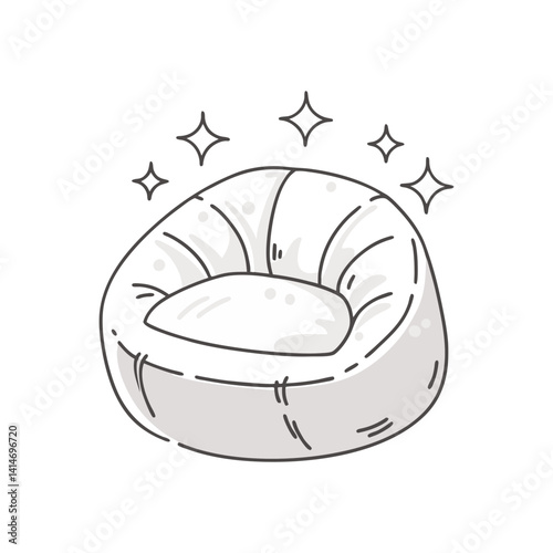 Soft cushioned bean bag chair vector in clean and cozy line art style
