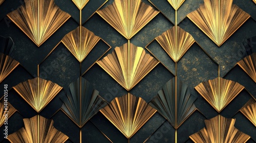 Geometric fan pattern, dark background