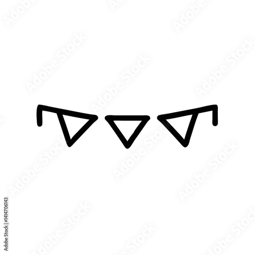 Festive triangular bunting celebrating a joyous occasion with bold black lines on a white background.