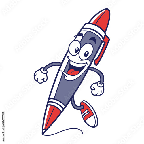 cartoon rocket isolated on white
