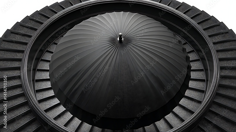 Fototapeta premium Elegant Black Dome with Intricate Spiral Staircase Architectural Detail