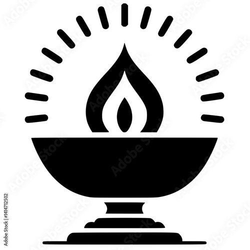 Silhouette of Waisak celebration lights