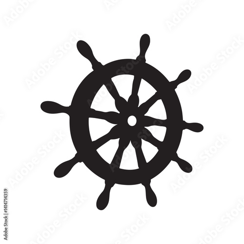 Ship wheel silhouette isolated on white background. Ship helm icon vector illustration