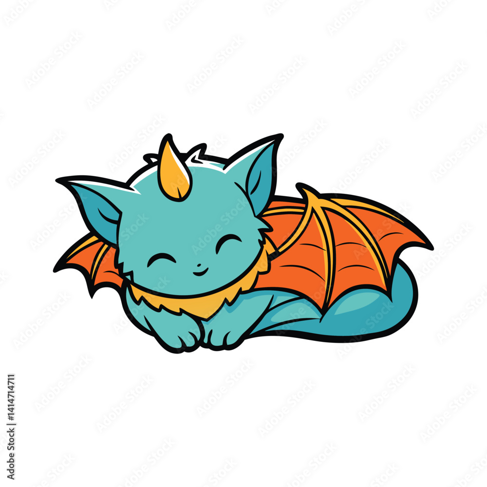 sleeping hybrid demon dragon wrapped in wings logo icon sleeping hybrid demon dragon wrapped in wings logo icon