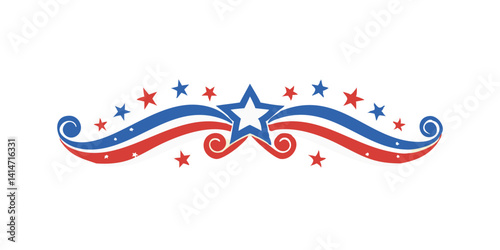 Swirled patriotic banner with central star	