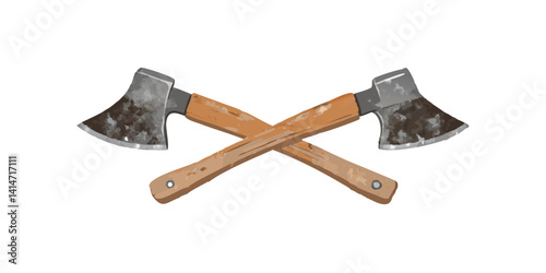 Crossed tomahawks illustration on white background