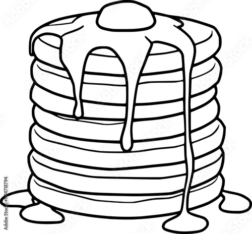 Delicious Stack of Pancakes Drizzled with Sweet Syrup and Butter