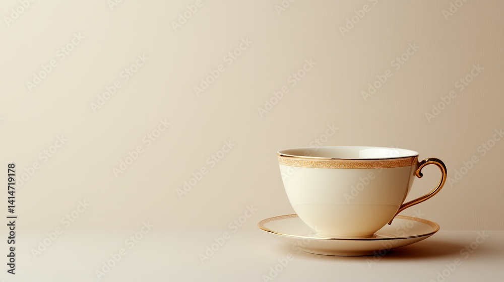 Elegant Cup with Saucer on Table - Stylish Home Decor Elegant Cup with Saucer on Table - Stylish Home Decor