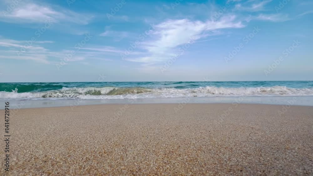 A serene coastal vista, with gentle waves lapping the shore, a tranquil sight under a bright sky A serene coastal vista, with gentle waves lapping the shore, a tranquil sight under a bright sky