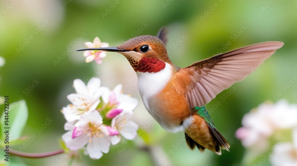 Fototapeta premium Hummingbird in Flight, Nectar Feeding